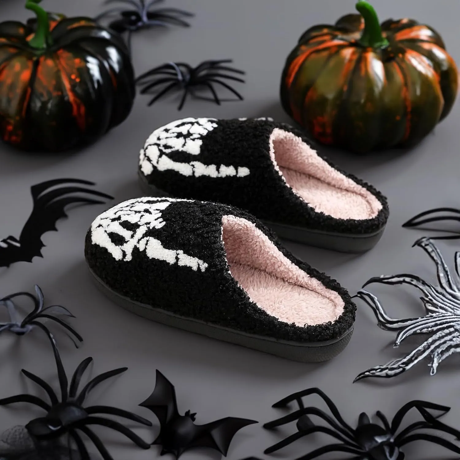 QSKPC animal slippers for women Fluffy Plush Slippers Cute Cartoon House Slipper Fruit Slippers for Womens Mens Plush Soft Memory Foam House Shoes