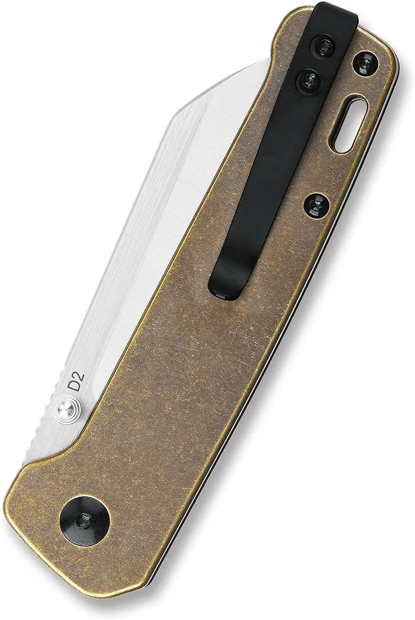 QSP Penguin Folding Knife – Rugged D2 Blade – Premium Brass Handle – Smooth One-Hand Open – Deep Carry Clip – Left/Right-Handed Friendly – Perfect for EDC and Outdoor Adventures