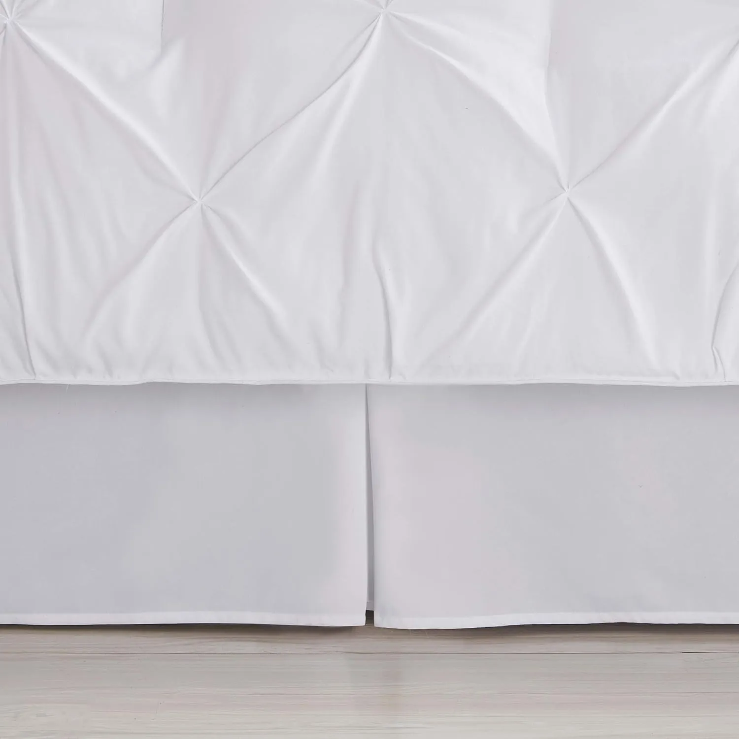 Queen Comforter Set 8 Piece Bed in a Bag with Bed Skirt, Fitted Sheet, Flat Sheet, 2 Pillowcases, 2 Pillow Shams, Queen, Pintuck White