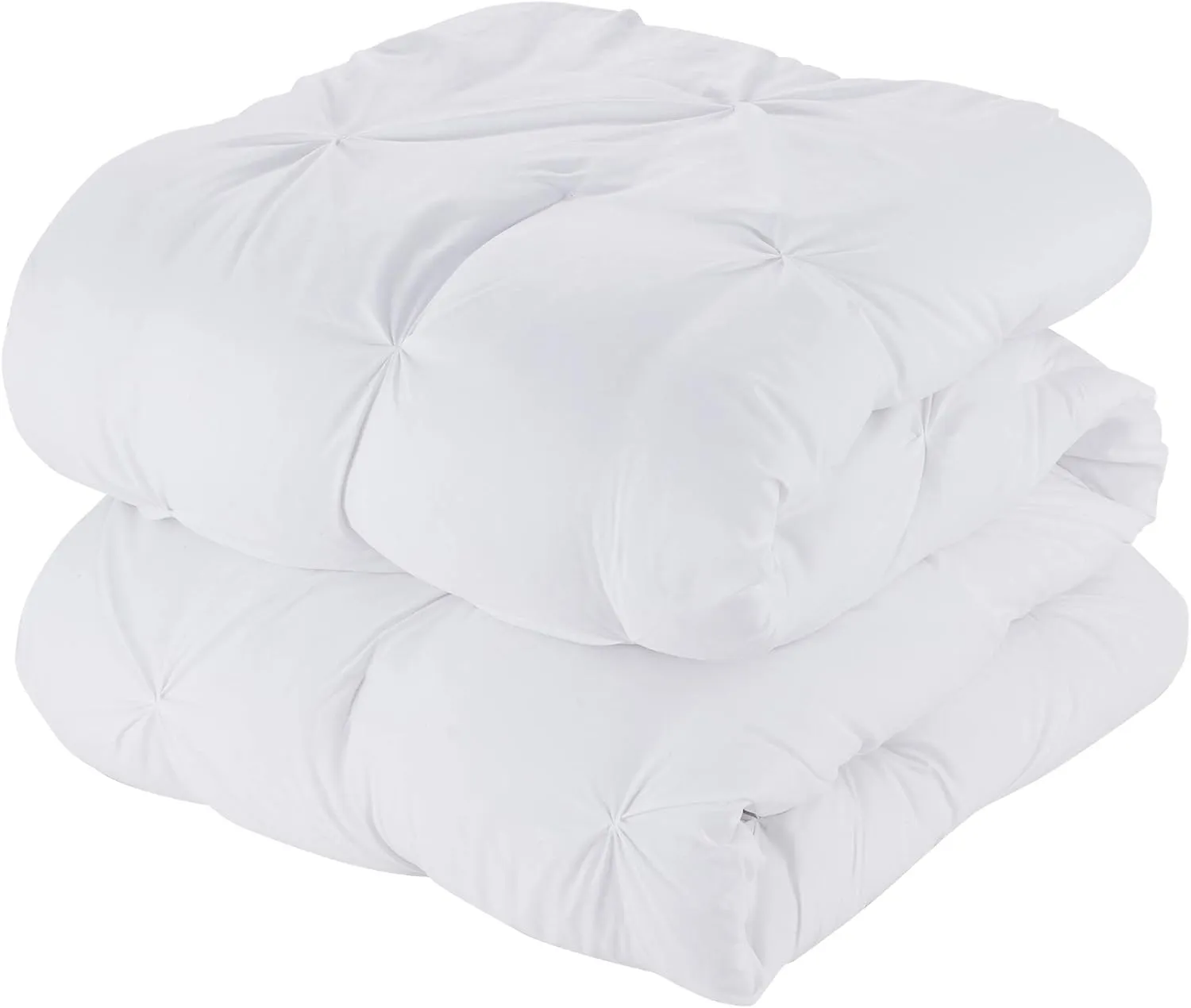 Queen Comforter Set 8 Piece Bed in a Bag with Bed Skirt, Fitted Sheet, Flat Sheet, 2 Pillowcases, 2 Pillow Shams, Queen, Pintuck White
