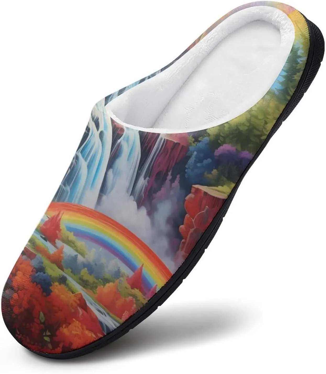 Rainbow Cascade Women's Cotton Slippers Washable Home Slippers Winter Warm Shoes in Outdoor and Indoor