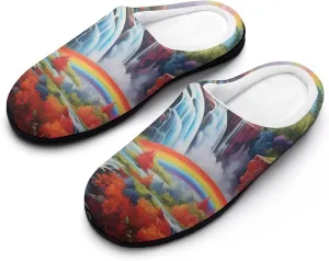 Rainbow Cascade Women's Cotton Slippers Washable Home Slippers Winter Warm Shoes in Outdoor and Indoor