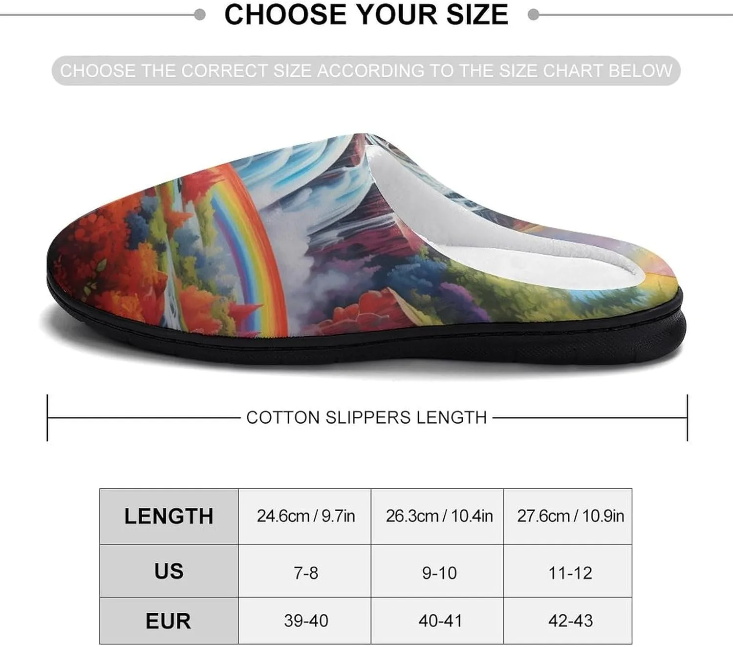 Rainbow Cascade Women's Cotton Slippers Washable Home Slippers Winter Warm Shoes in Outdoor and Indoor
