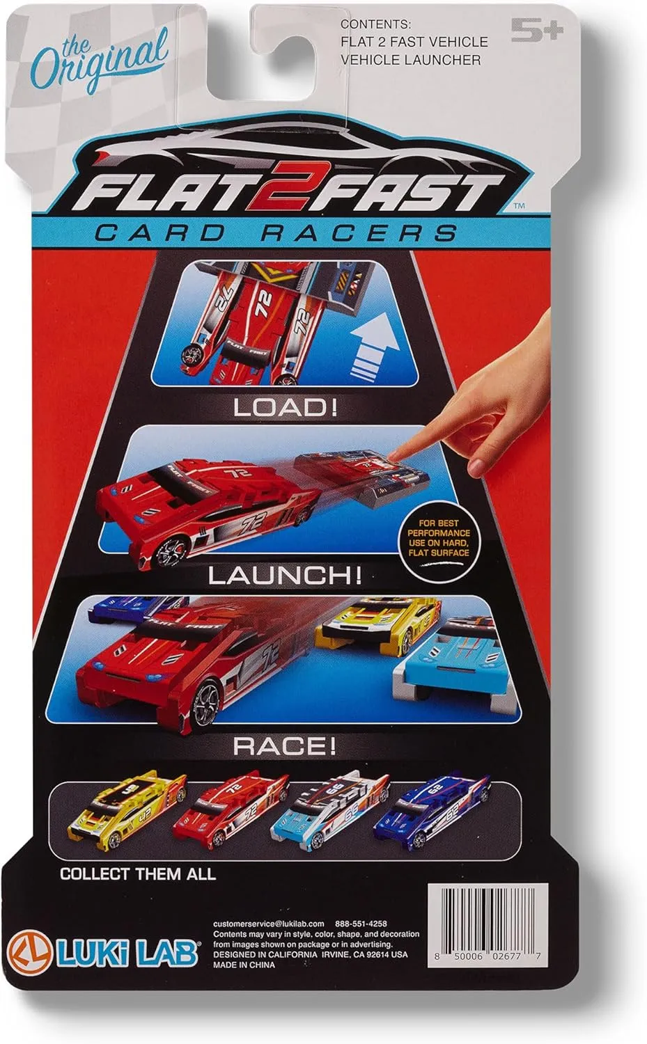 Red 72 Card Racer | Load, Launch, Race - Pocket-Sized Racecar Toy Ages 5 and up (Sold Each)