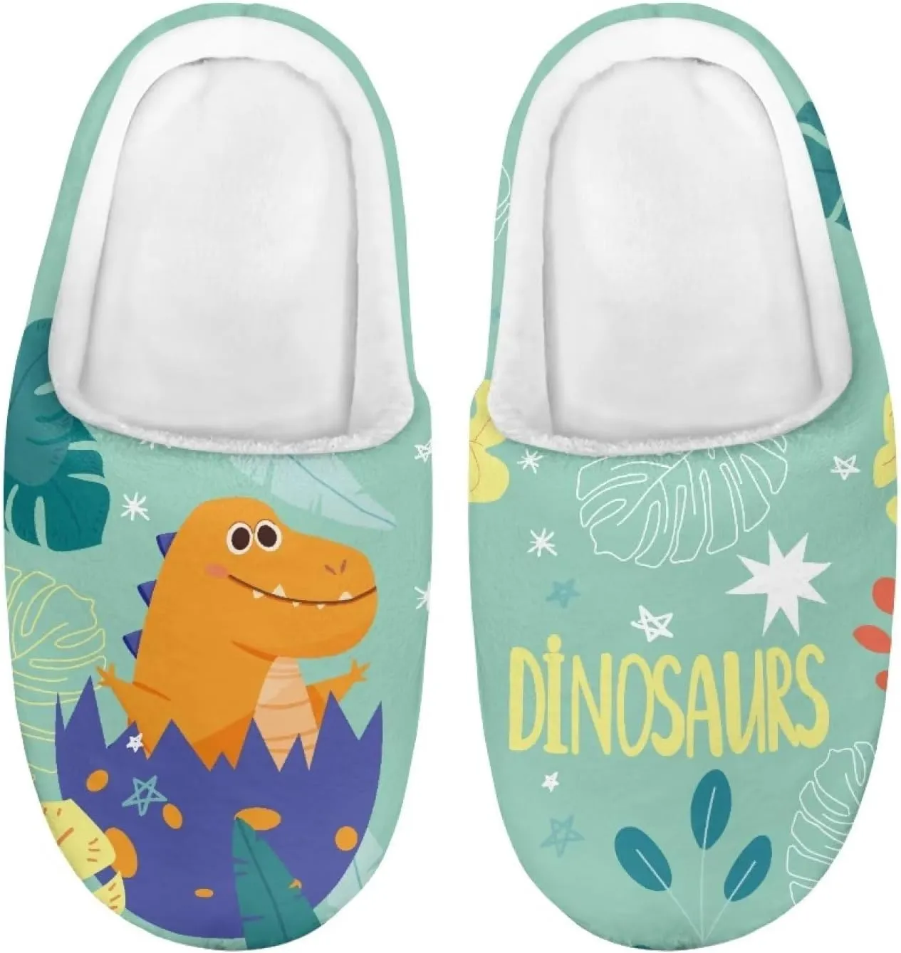 Renewold Kids Warm Plush Winter Cotton Slippers Boys Girls House Slipper Slip On Nonslip Indoor Slippers Shoes