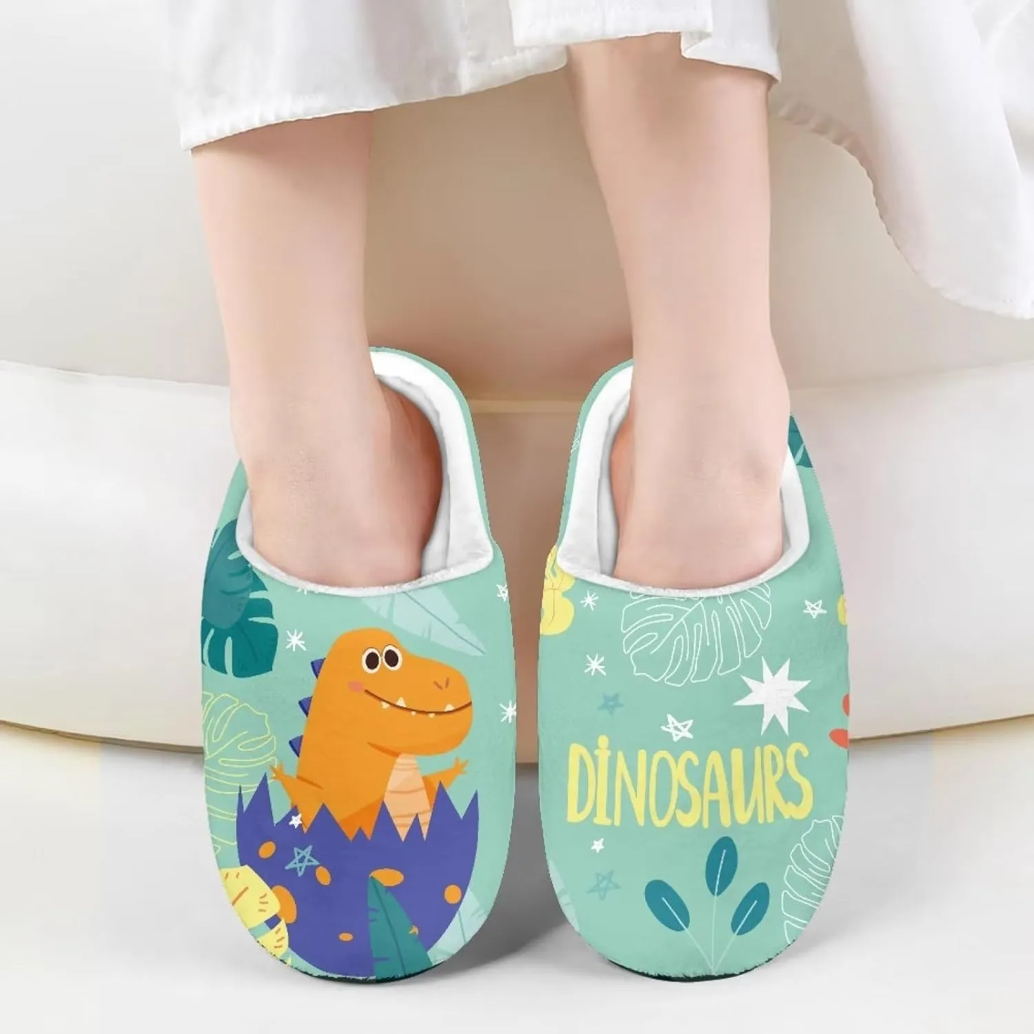 Renewold Kids Warm Plush Winter Cotton Slippers Boys Girls House Slipper Slip On Nonslip Indoor Slippers Shoes