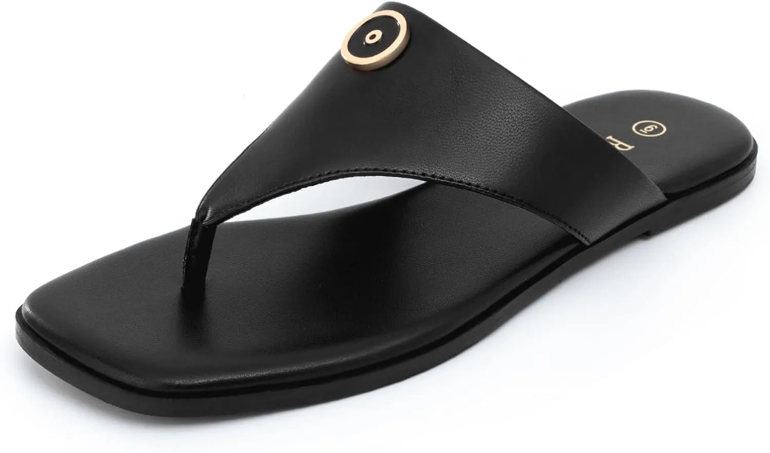 Rihero Women's Flip Flops Square Toe Thong Flat Sandals Summer Comfortable Slip On Beach Slide Sandals