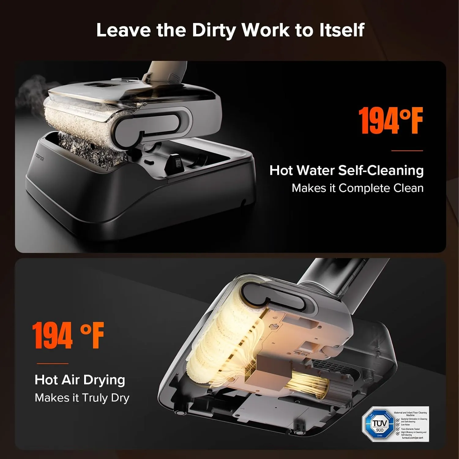 roborock F25 RT Vacuum Mop All in One, Wet Dry Vacuum Cleaner Cordless, 20000Pa Floor Cleaner Machine for Tile Hardwood Wood Vinyl Floor, Edge to Edge Self Cleaning Electric Mop with 180° Lie-Flat