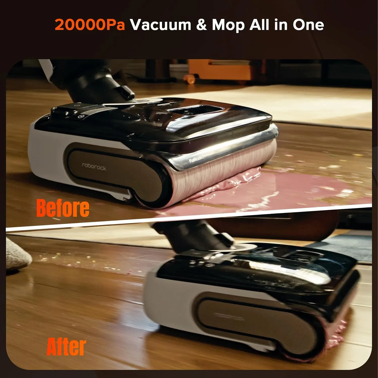 roborock F25 RT Vacuum Mop All in One, Wet Dry Vacuum Cleaner Cordless, 20000Pa Floor Cleaner Machine for Tile Hardwood Wood Vinyl Floor, Edge to Edge Self Cleaning Electric Mop with 180° Lie-Flat