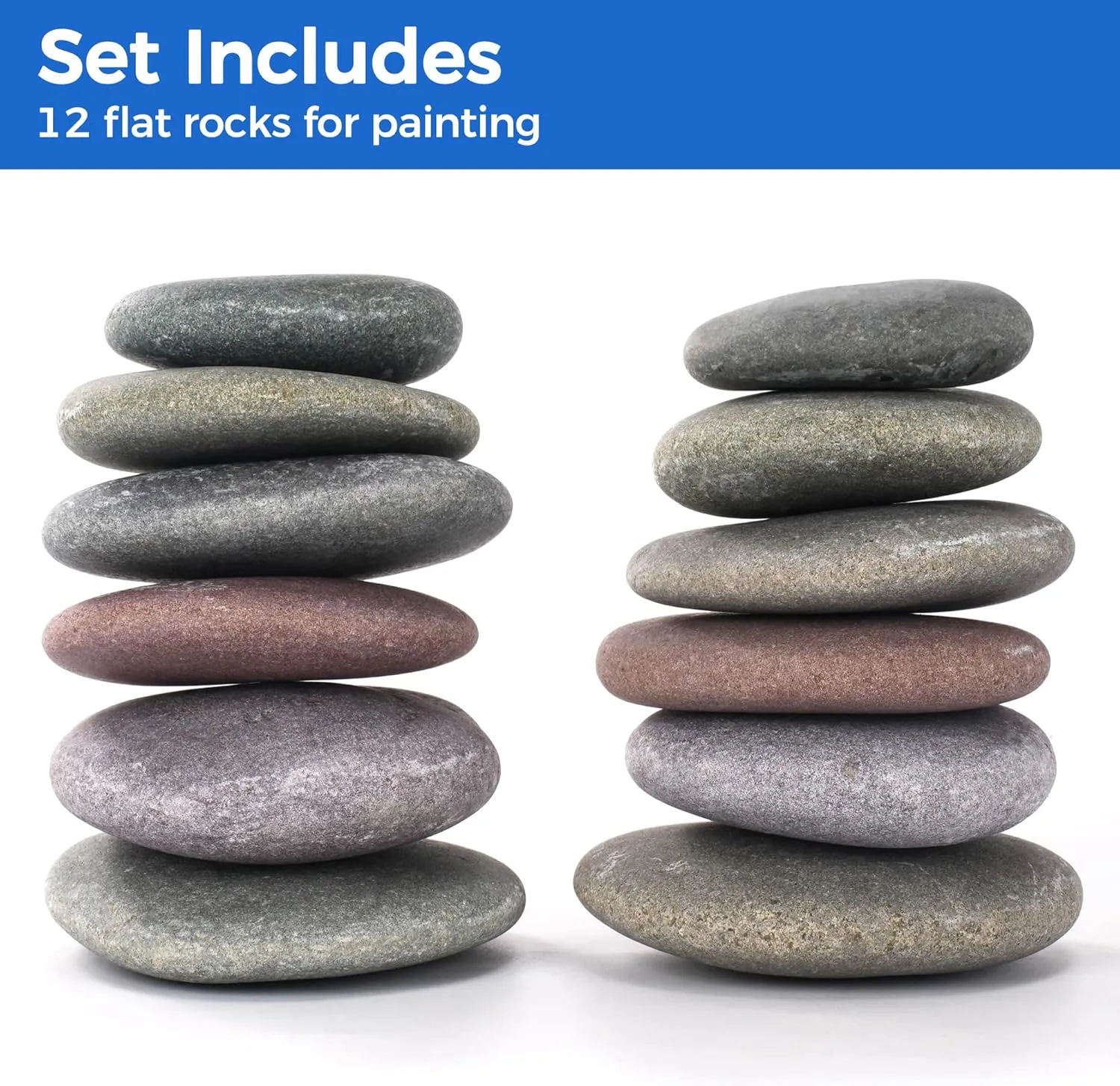 ROCART 12 Extra Large Smooth River Rocks for Painting, Flat Painting Rocks About 4 to 5 Inches in Length Perfect for Kindness Stones, Arts and Crafts, Decoration