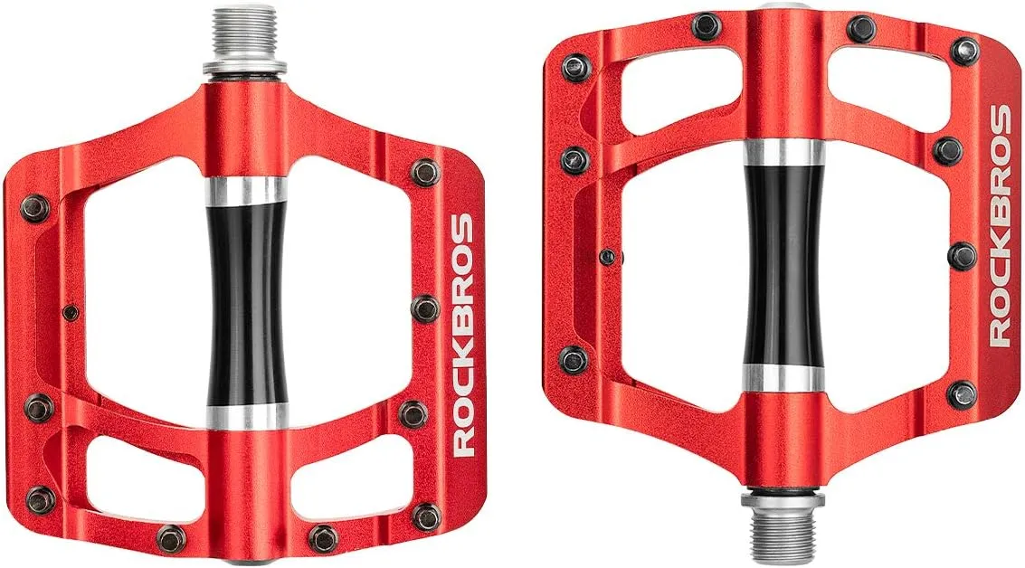 Rock BROS Mountain Bike Pedals MTB Pedals Bicycle Flat Pedals Aluminum 9/16" Sealed Bearing Lightweight Platform for Road Mountain BMX MTB Bike