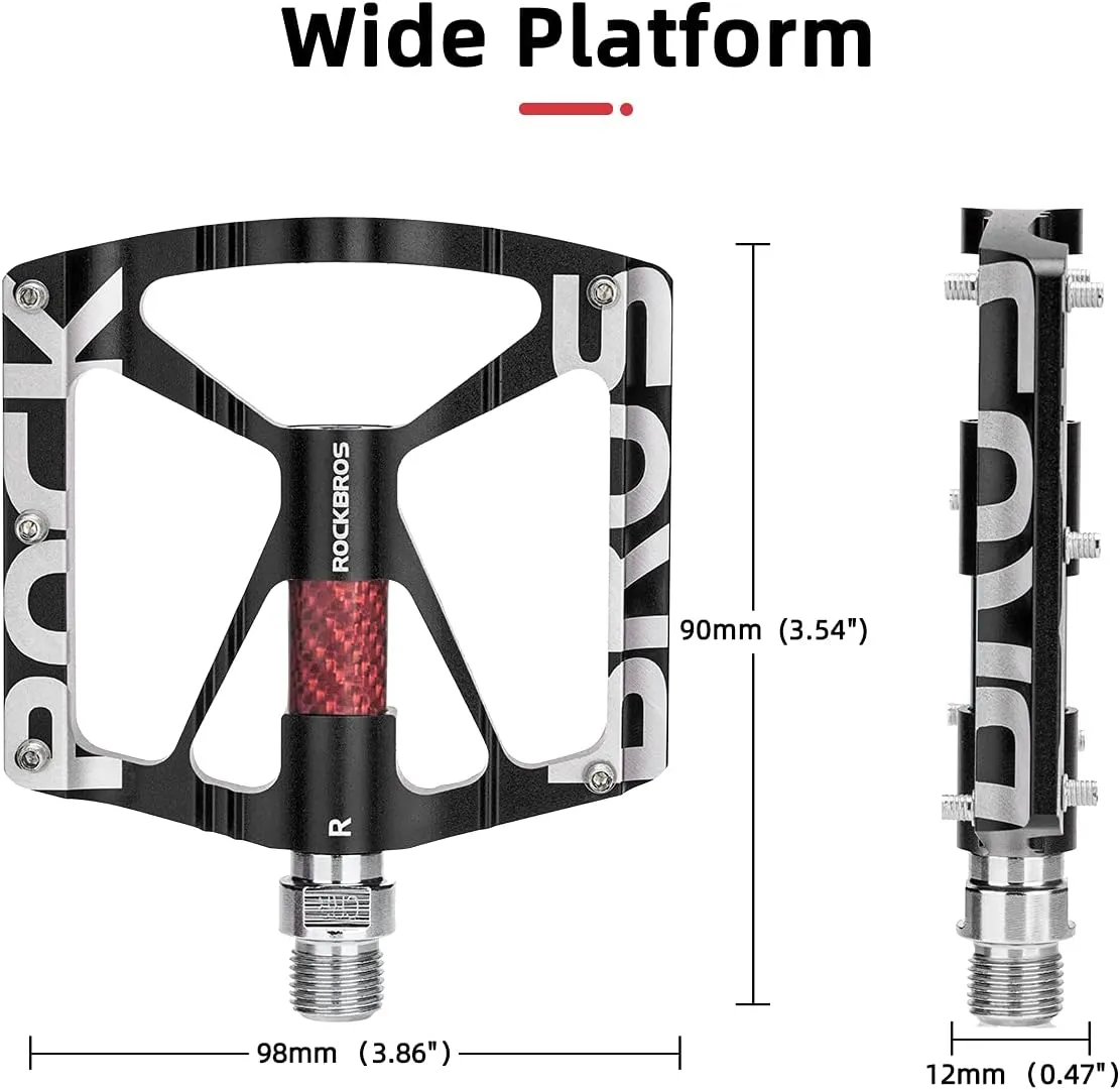 ROCKBROS Mountain Bike Pedals MTB Pedals CNC Non-Slip Lightweight Aluminum Alloy Bicycle Pedals Sealed Bearings Bicycle Platform Pedals 9/16" BMX Road Bike Pedal