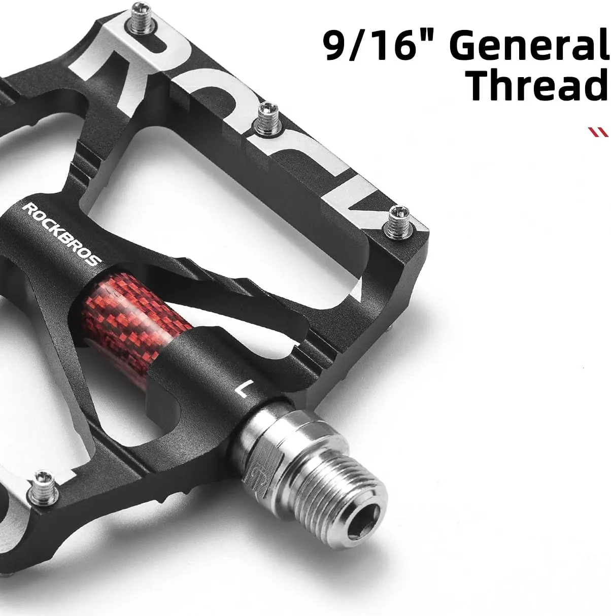 ROCKBROS Mountain Bike Pedals MTB Pedals CNC Non-Slip Lightweight Aluminum Alloy Bicycle Pedals Sealed Bearings Bicycle Platform Pedals 9/16" BMX Road Bike Pedal