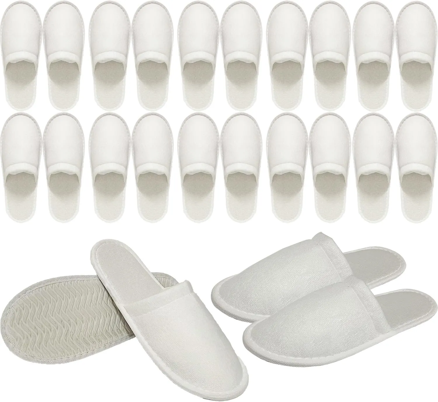 Rocutus 12 Pair Disposable Slippers,Disposable Slippers Bulk Guest Slipper,Fit Up to US Men Size 6-11 Women Size 7-12,Non-Slip Slipper for Hotel, Home, Guest Use,Train,Travel Use (12 Pair)