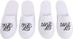 Romance Helpers Couple Slipper Gift Set | Set of 2 White Matching Spa Hotel Bath Slippers for Couples