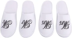 Romance Helpers Couple Slipper Gift Set | Set of 2 White Matching Spa Hotel Bath Slippers for Couples