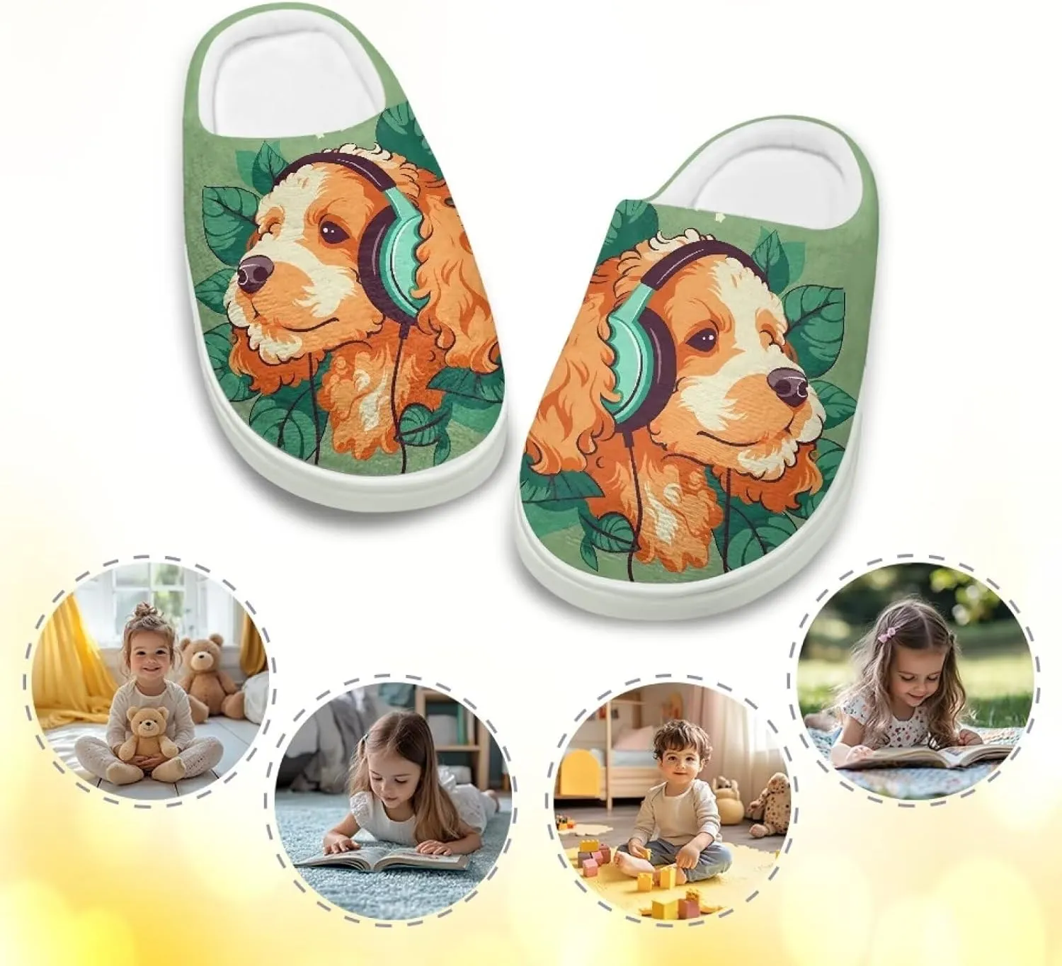 Room Slippers Winter Breathable Warm Slippers for Boys Girls Casual Lightweight Fluffy Slides for Garden Size 9-15 White Sole