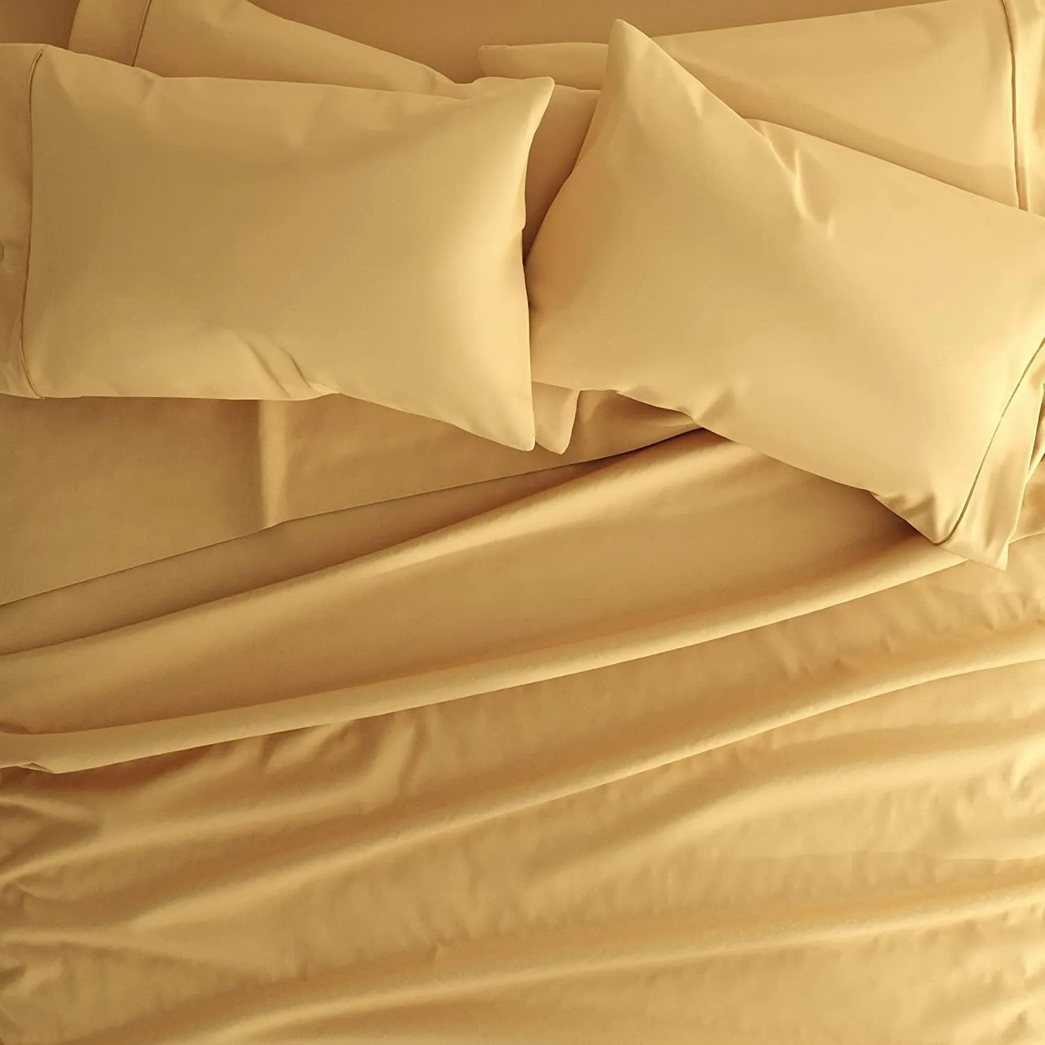 RV King Bed Sheet Set 100% Egyptian Cotton Sheets - 4 Piece Sheet Set - 800 Thread Count Ultra Soft, Smooth, Durable Bedding Set - Fits Mattress Upto 12'' Deep Pocket (RV King/Gold)