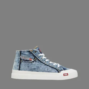 S-Athos-Mid-Top Denim Sneakers