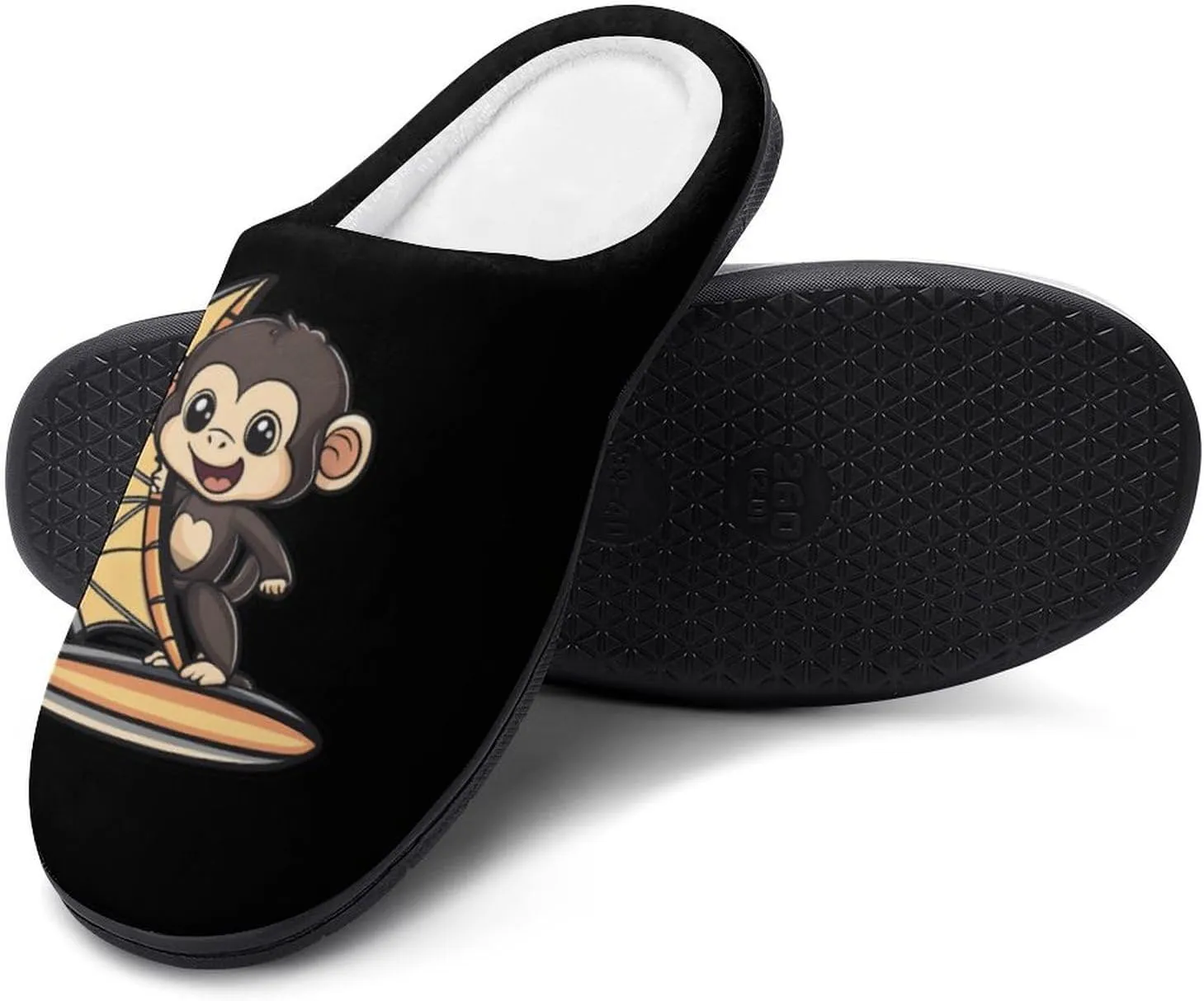 Sailing Monkey Windsurfing Cotton Slippers Fashion Slip on House Shoes Lightweight Slippers for Men