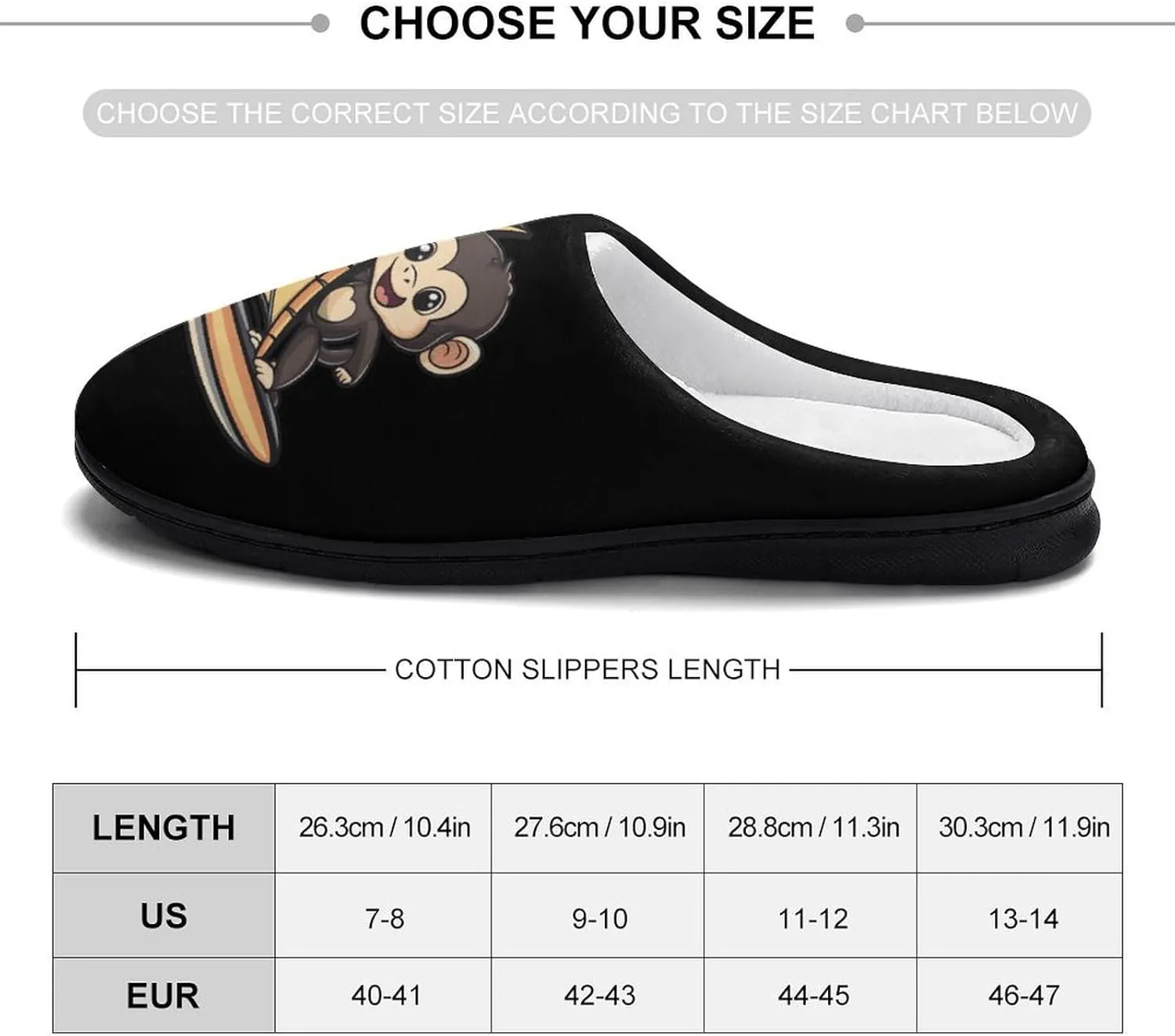 Sailing Monkey Windsurfing Cotton Slippers Fashion Slip on House Shoes Lightweight Slippers for Men