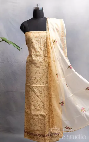 Sandal chanderi silk salwar suit with floral embroidery