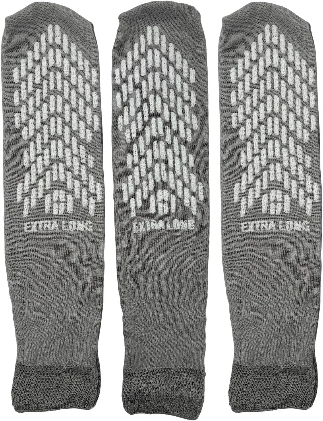 Sandhill Tools Single Tread Extra Long Non-Slip Bariatric Hospital Comfort Safety Socks Grey (3 Pairs)