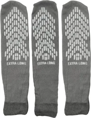 Sandhill Tools Single Tread Extra Long Non-Slip Bariatric Hospital Comfort Safety Socks Grey (3 Pairs)