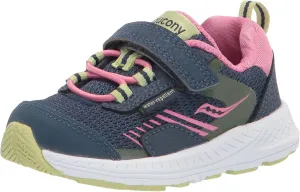 Saucony Wind Shield Alternative Closure JR Running Shoe, Navy/Green/Pink, 4 US Unisex Big Kid