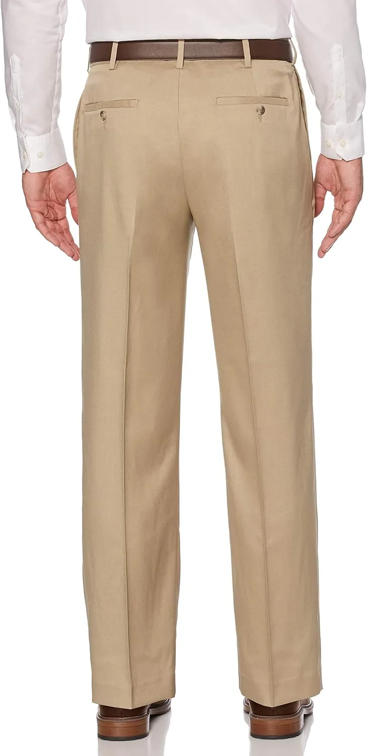 Savane Men's Flat Front Stretch Crosshatch Dress Pant