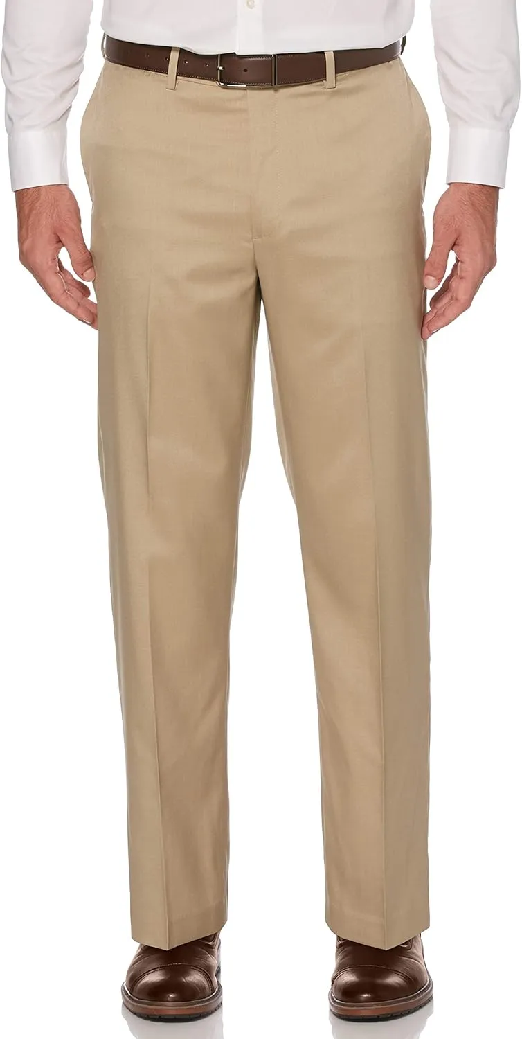 Savane Men's Flat Front Stretch Crosshatch Dress Pant
