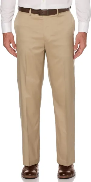 Savane Men's Flat Front Stretch Crosshatch Dress Pant