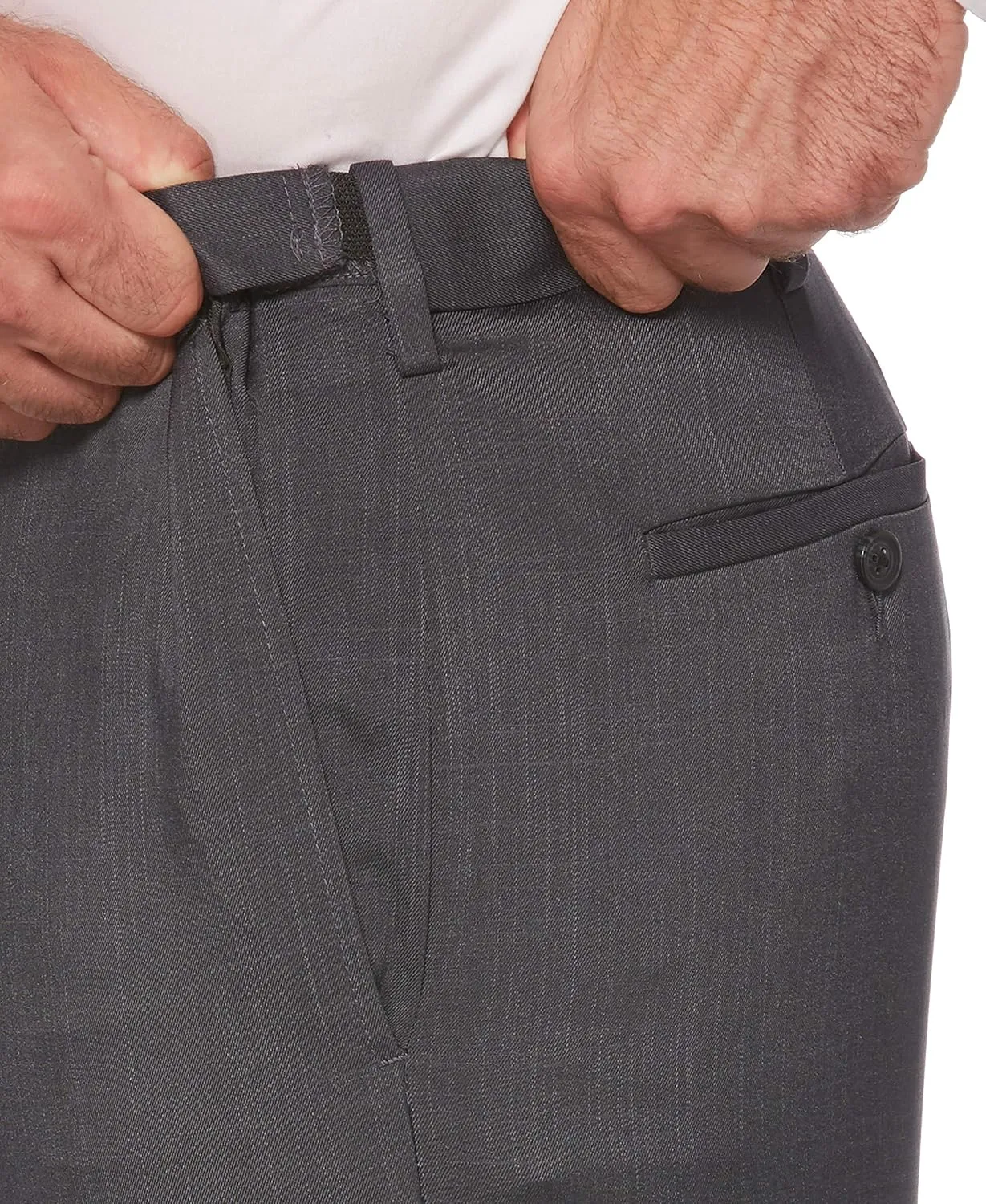 Savane Men's Flat Front Stretch Crosshatch Dress Pant