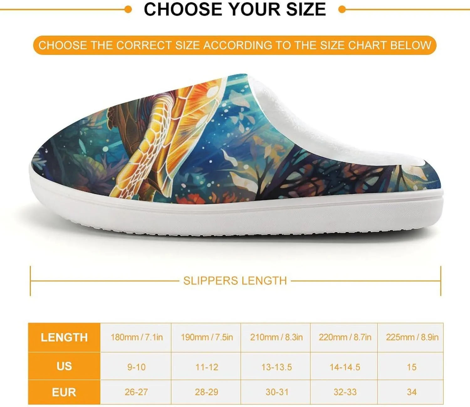 Sea Turtle Kids Slippers for Girls Boys Winter Warm Plush Slip On House Slippers for Indoor Outdoor