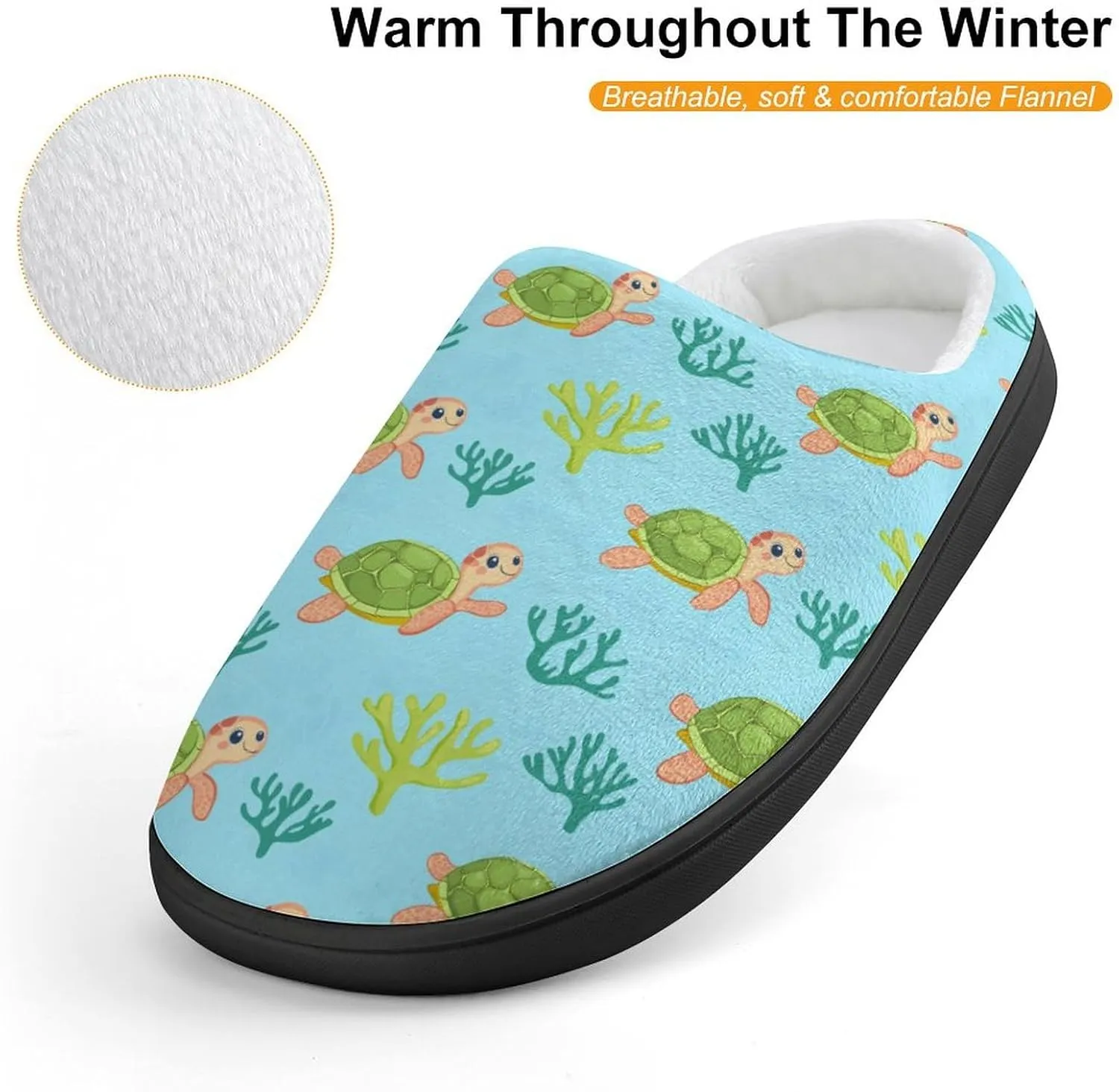 Sea Turtle Slippers Non-slip House Slippers Home Shoes Indoor Outdoor Slippers For Girls Boys
