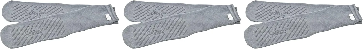 Secure (3 Pack Non Skid Bariatric Slipper Socks, Gray - Grip Tread on Both Sides