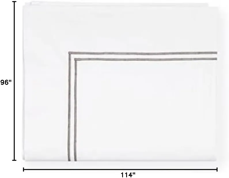 Sferra Grande Hotel White/Grey Full/Queen Flat Sheet