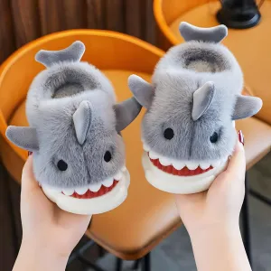 Shark Slippers for Toddlers, Non-Slip Soft Baby for Boys & Girls, Warm Kids House Shoes with Cute 3D Shark Design, Durable for Indoor & Outdoor Use. Color: Grey