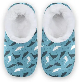 Sharks Sea Seashell House Slippers for Women Men Slipper Socks Soft House Shoes for Bedroom Travel