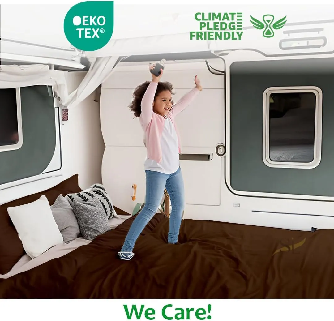 Shreem Linen Microfiber RV Sheet Sets, 48x75 3/4 Full Bunk, Chocolate Solid - Fits Mattresses up to 8 Inches Deep, 4 Piece RV Bed Sheets for Campers, Motorhomes, and Travel Trailers