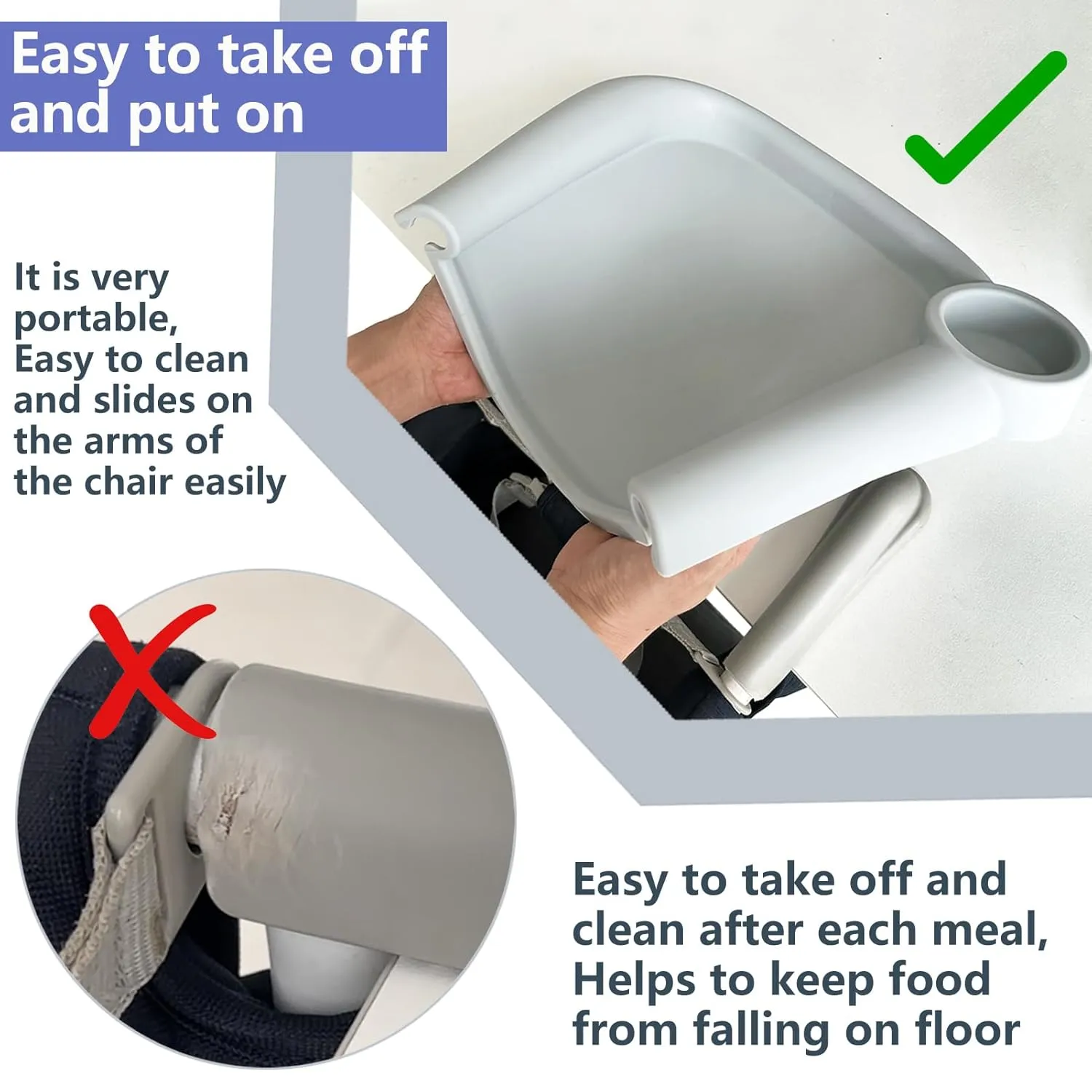 Silicone Baby Dining Tray Compatible with Inglesina Fast Table Chair & Other Hook-On High Chairs,Portable Clip-On Fast Table Chair Baby Tray, Dishwasher Safe & BPA Free (Upgraded White)