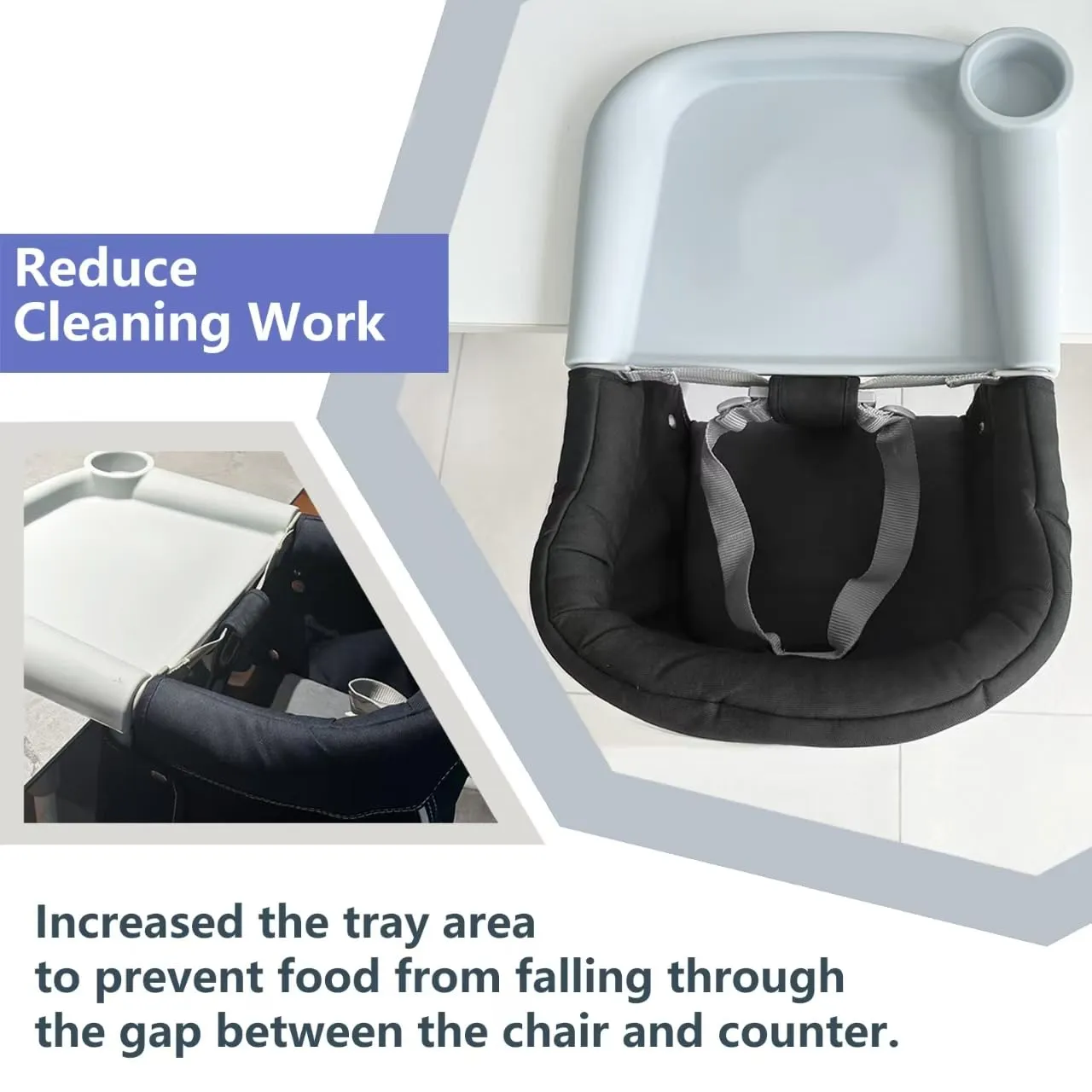 Silicone Baby Dining Tray Compatible with Inglesina Fast Table Chair & Other Hook-On High Chairs,Portable Clip-On Fast Table Chair Baby Tray, Dishwasher Safe & BPA Free (Upgraded White)