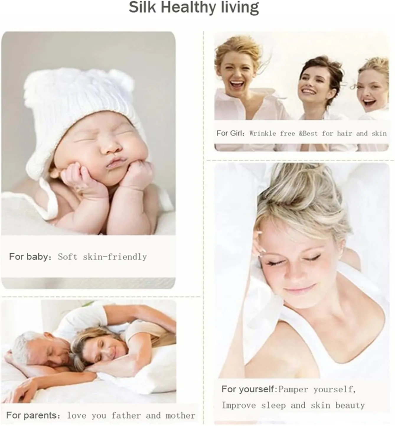 Silk, Four Piece Duvet Set,Flat Sheet, Silk Smooth, Sleeping Silk,Queen King Bed Linen Sets(B,Twin)