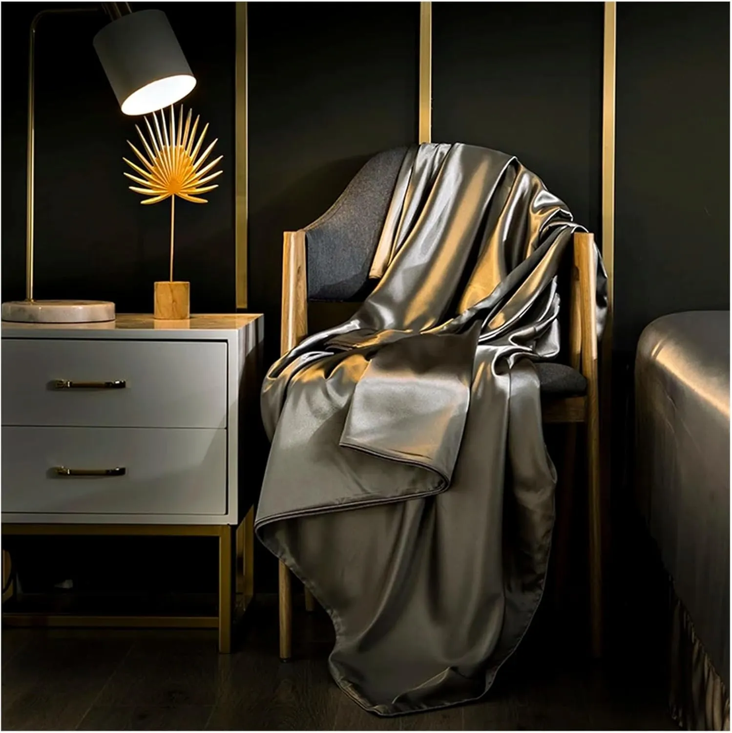 Silk, Four Piece Duvet Set,Flat Sheet, Silk Smooth, Sleeping Silk,Queen King Bed Linen Sets(B,Twin)