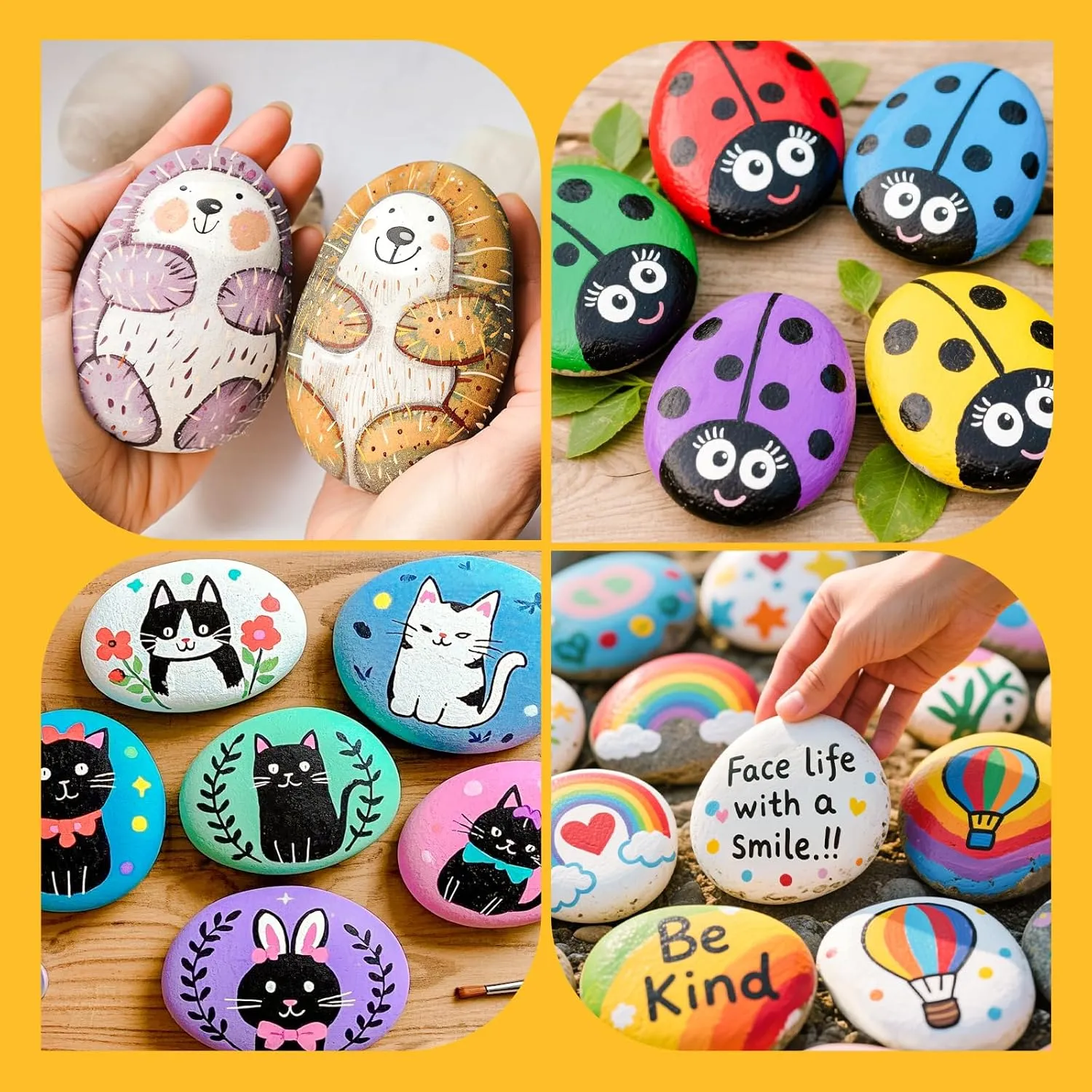 Simetufy 15 Pcs Extra Large Rocks for Painting, 4-5 Inch River Rocks Painting Stones Smooth Flat Rocks for Painting, Natural Rocks to Paint for Arts DIY Crafts Kids Painters