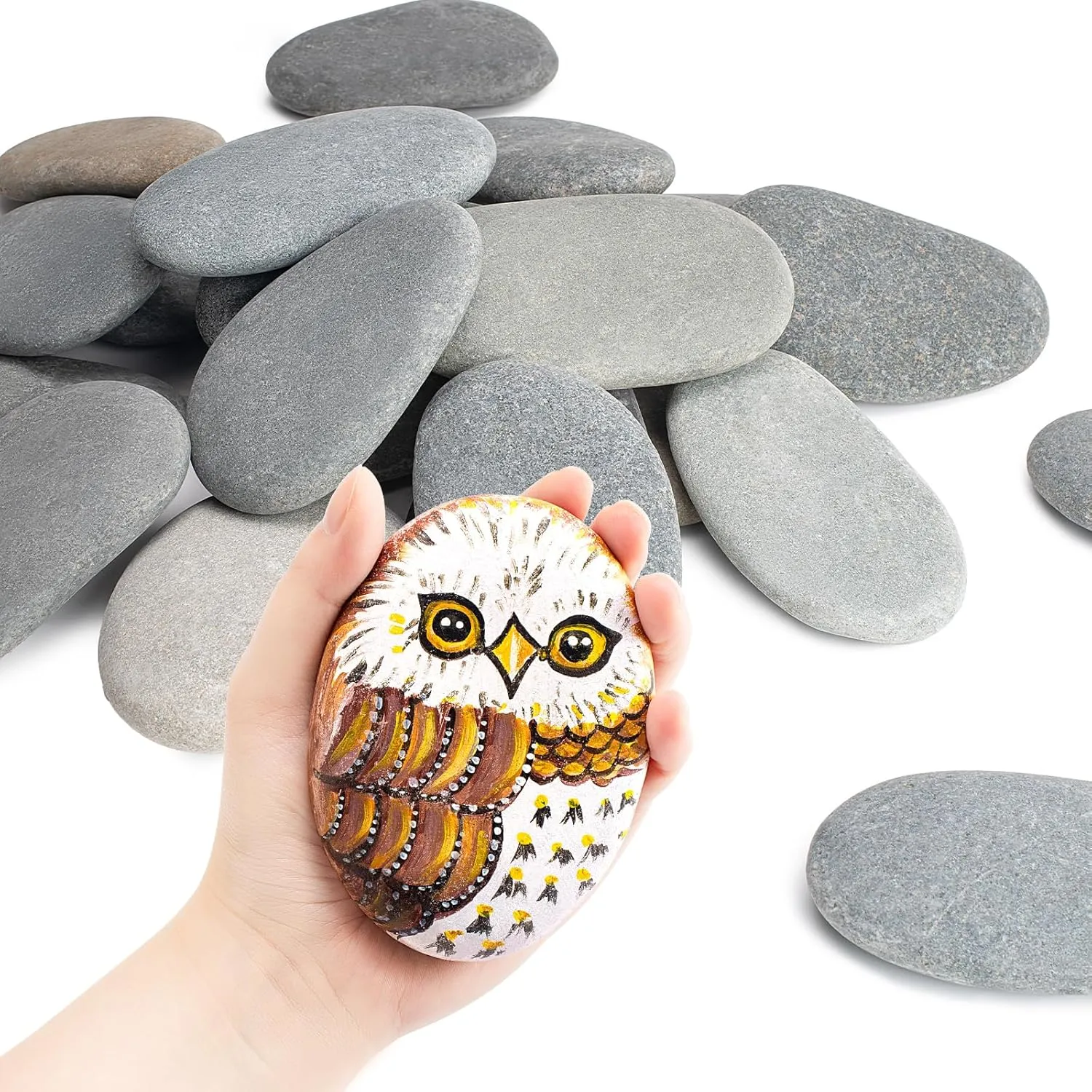 Simetufy 15 Pcs Extra Large Rocks for Painting, 4-5 Inch River Rocks Painting Stones Smooth Flat Rocks for Painting, Natural Rocks to Paint for Arts DIY Crafts Kids Painters
