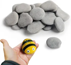 Simetufy 35 River Rocks for Painting, Painting Rocks Bulk for Adults, 2-3 Inches Craft Rocks, Flat Rocks for Painting, Smooth Painting Rocks for DIY Project, Gray Kindness Stones for Family Time