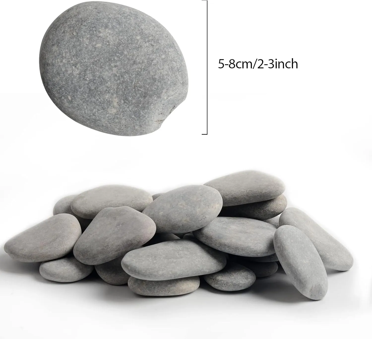 Simetufy 35 River Rocks for Painting, Painting Rocks Bulk for Adults, 2-3 Inches Craft Rocks, Flat Rocks for Painting, Smooth Painting Rocks for DIY Project, Gray Kindness Stones for Family Time