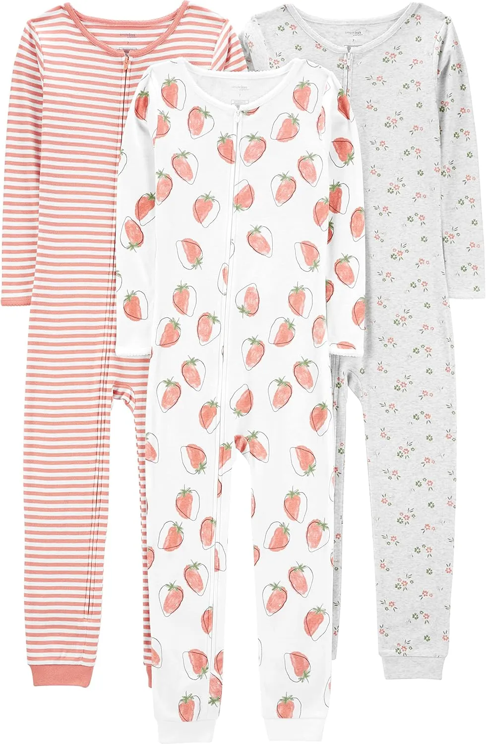 Simple Joys by Carter's Girls' 3-Pack Snug Fit Footless Cotton Pajamas