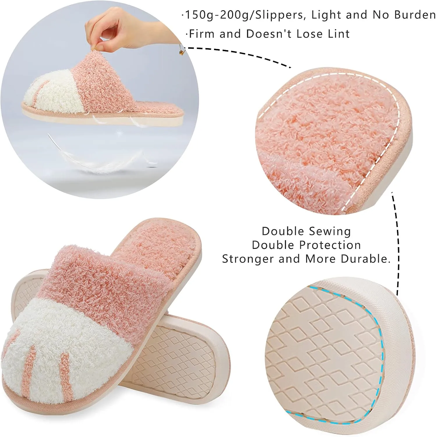 SINNO Cute Animal Slippers for Women Indoor Outdoor Memory Foam House Slipper Soft Warm Cozy Fuzzy Bedroom Non-Slip Shoes Christmas Gift ladies